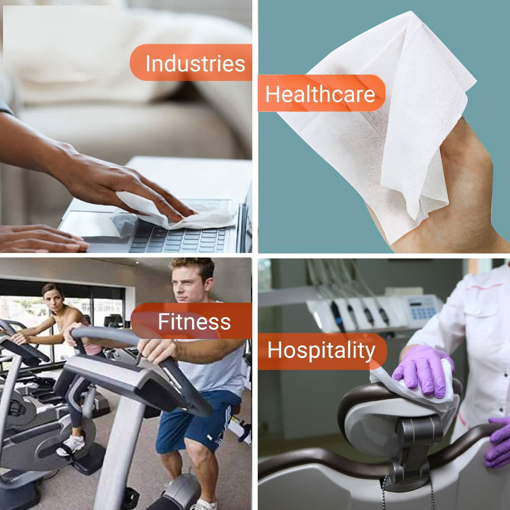 Wholesale 2XL Gym Dry Wet Wipes Roll Refill, 8*6 Inch,1000 Sheets 